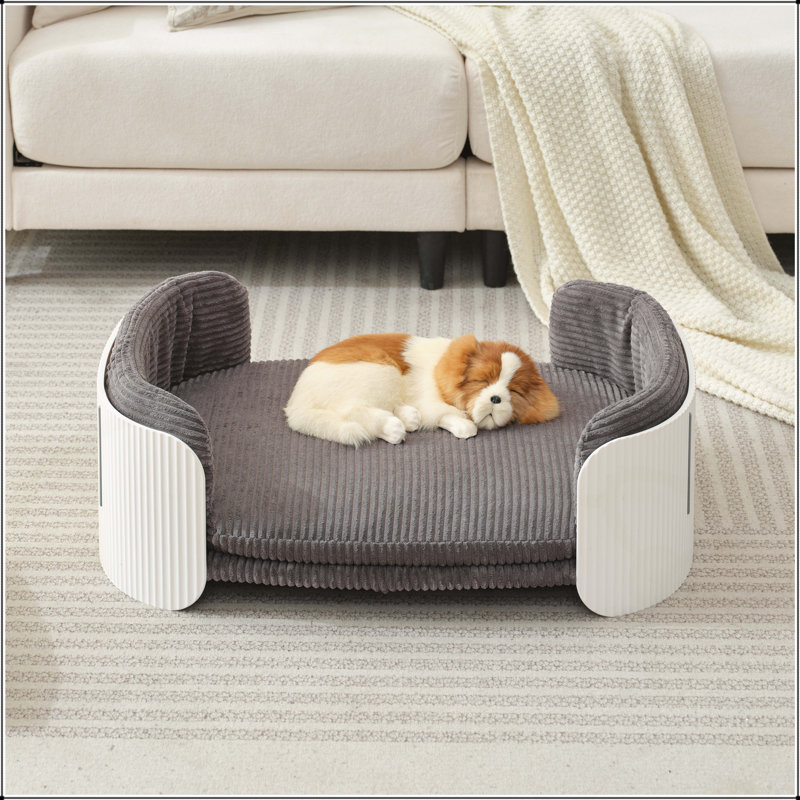 Lit pour animaux de compagnie, Blanc / Gris, H 10,23 po x l 33,46 po x P 20,07 po