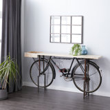 Broseley Metal 1 Shelf Bike Black Bar with Brown Wood Top