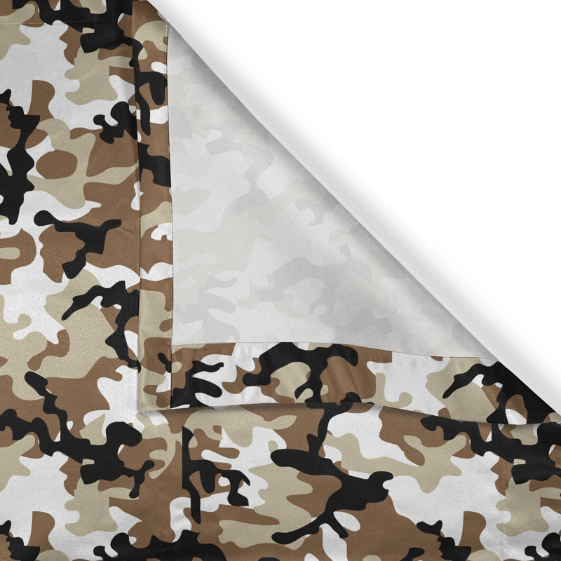Rideau à œillets décoratif à 2 panneaux Camouflage, 50 po, caramel pâle et brun clair, L 50 po x L 108 po