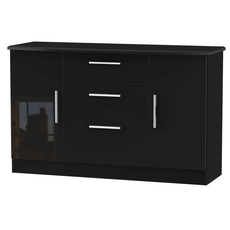 Rau 127.5cm Sideboard, Black Gloss