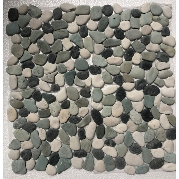 Jubilee Leveled Sea Pebbles Mosaic color Green,White,Black 12" x 12"  Wall & Floor Tile