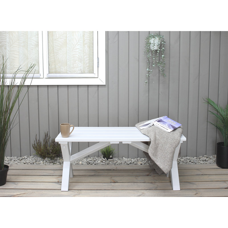 Gaynelle Solid Wood Pine Outdoor Bench, White
