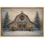 Illustration de Noël grange forêt enneigée, photos de salon, impression sur toile giclée sur toile encadrée-132863592-132863598