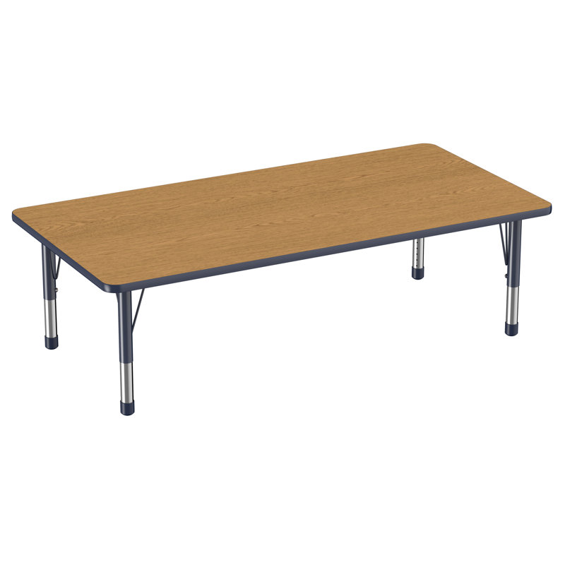 Table d'activité rectangulaire à hauteur réglable en forme de T, Épais, 36 po x 72 po, Érable / vert / noir