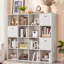 Ensemble de rangement modulaire 16 tiroirs avec tiroirs en tissu, bibliothèque blanche en bois rustique et cloison, ensemble de 2-481928821-481928808-481928820