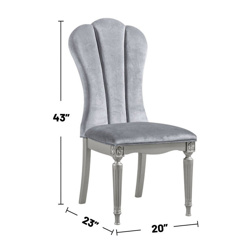 Ensemble de 2 chaises de salle à manger rembourrées avec pieds cannelés tournés , Gris, Gris