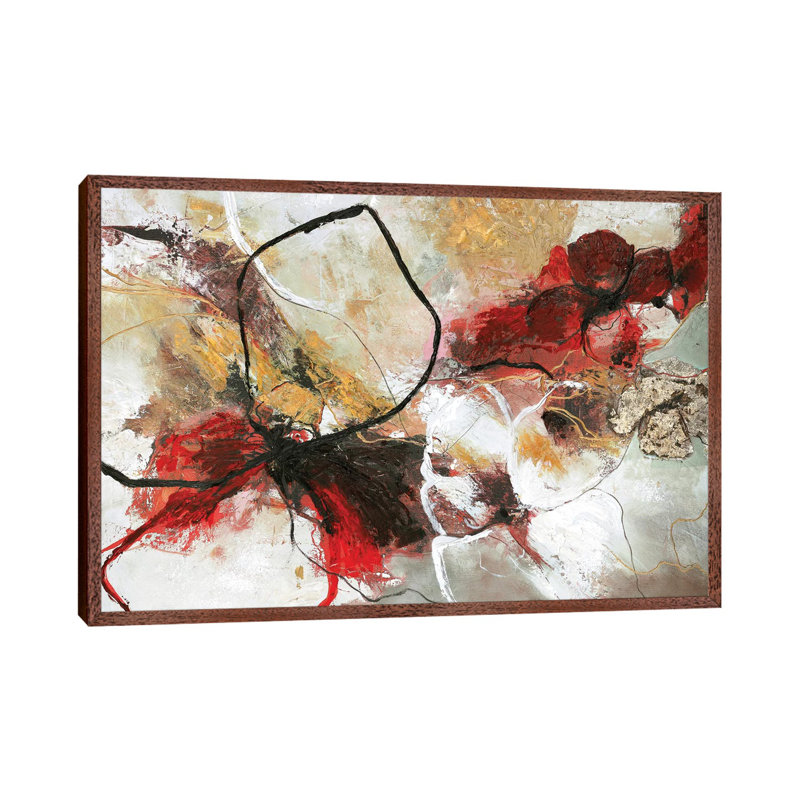 Flower Fall - Print on Canvas, 45.72cm H x 66.04cm W x 3.81cm D, Classic Brown Wood Framed