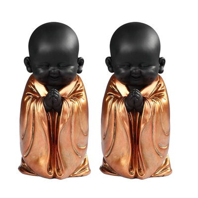 "2-PC Set" ICE ARMOUR 7 "H Petit prêtre bouddhiste en or et noir Figurine Figurine Ornement Décoration de la maison / chambre et idées de cadeaux parfaits pour le réchauffement de la maison, les Fêtes et les Anniversaires