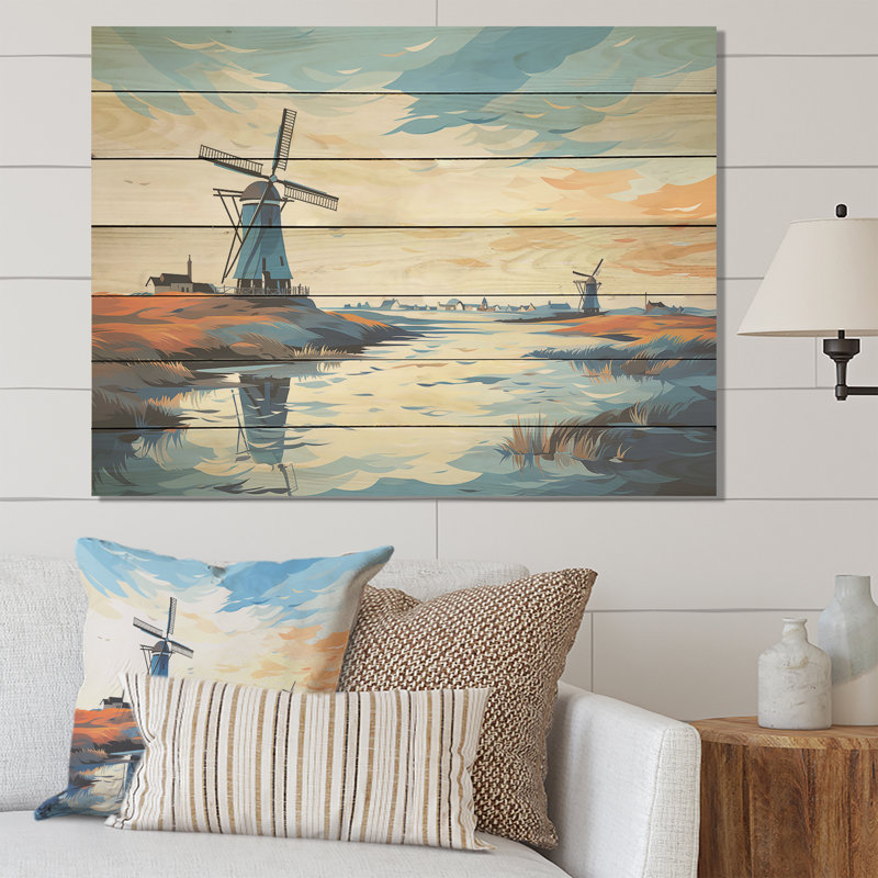 Holland Wind Turbine Meadows III - Éoliennes sur bois, H 34 po x l 44 po x P 0,78 po