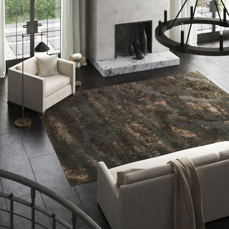 Butterfly Abstract Area Rug in Brown, Rectangle 2' x 3'
