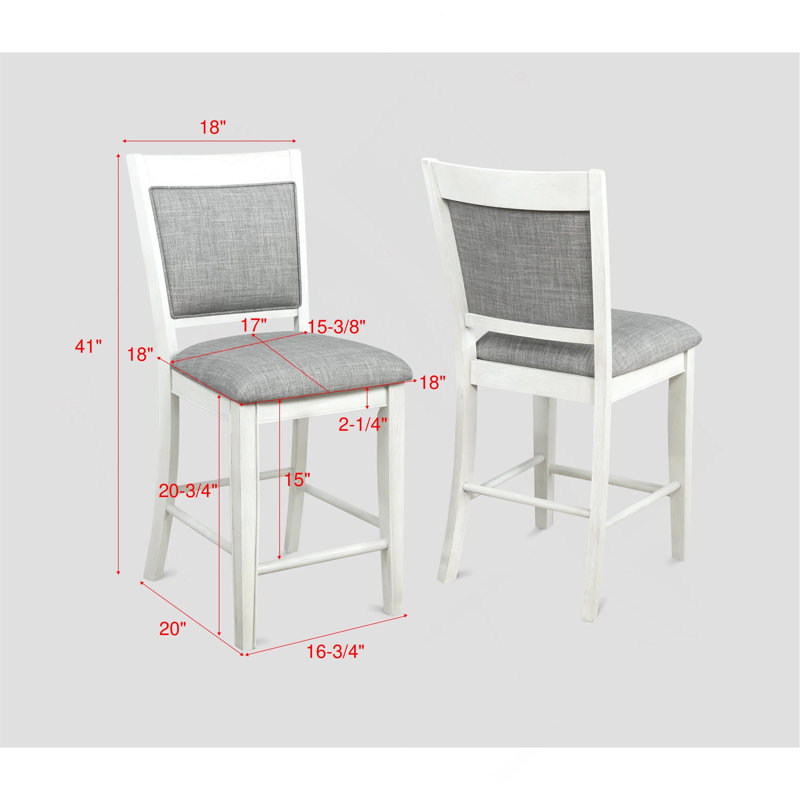 Mobilier en bois de style campagne avec tabouret de bar 2 pièces blanc et gris, Blanc