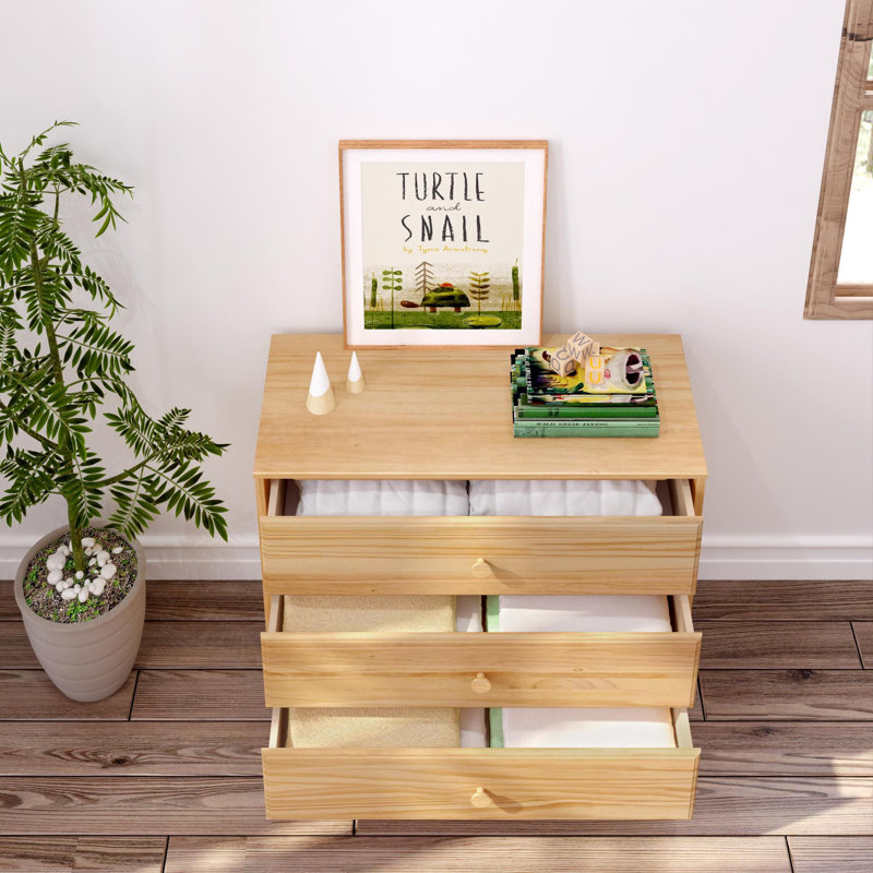 Adrundhati 3 Drawer Solid Wood Dresser, Natural