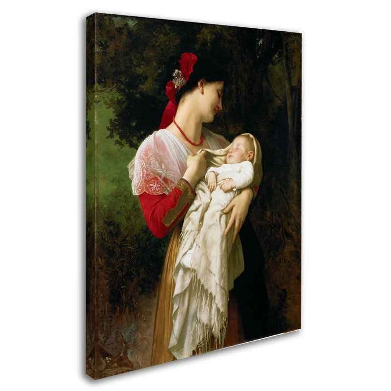 « mère et enfant », reproduction sur toile tendue, H 47 po x l 35 po
