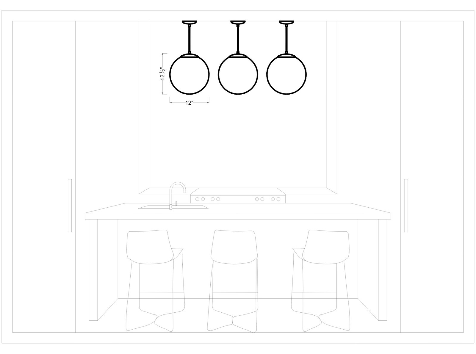Single Light Glass Steel Dimmable Pendant, 12.5" H x 12" W x 12" D