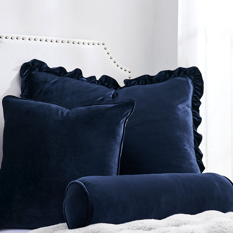 Ensemble de coussins en velours Rainha, Bleu