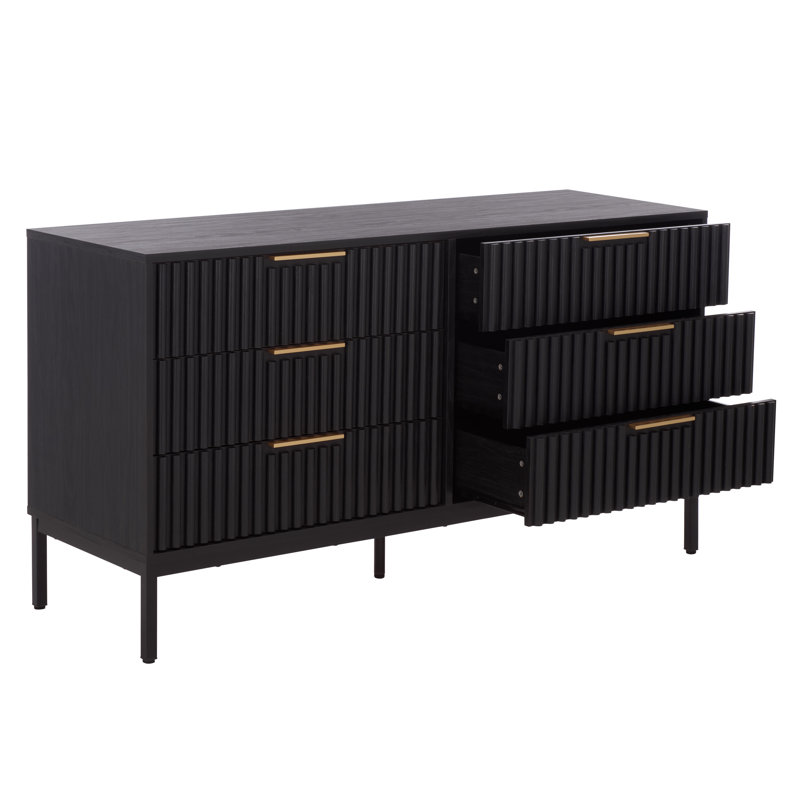 Commode 6 tiroirs Burgess, Noir / or