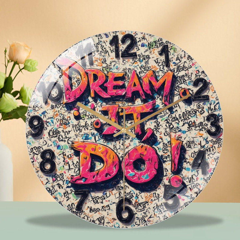 Horloge murale moderne en verre Dream It Do Graffiti