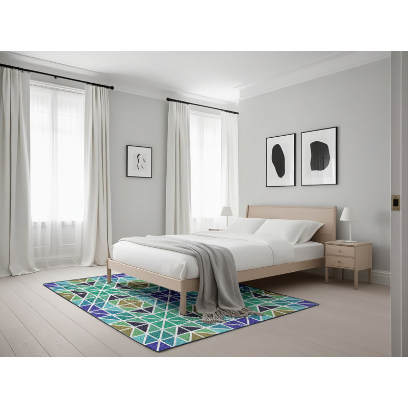 Tapis décoratif géométrique vert Rosedale, Rectangle 5 pi x 7 pi