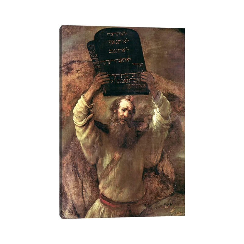 Moses Smashing The Tablets Of The Law by Rembrandt Van Rijn - Wrapped Canvas Print, 45.72cm H x 30.48cm W x 1.91cm D