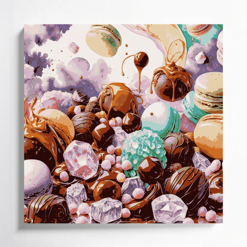 Art mural sur toile, Desserts bonbon et chocolat, H 12 po x l 12 po