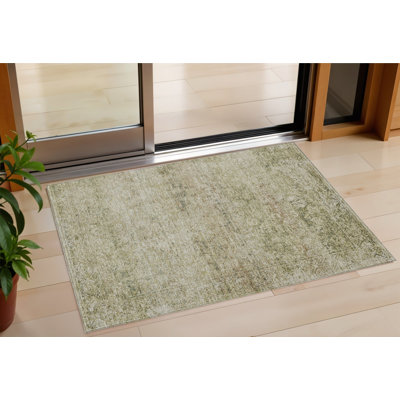 Tapis extérieur lavable abstrait beige et sauge 3 pi x 5 pi
