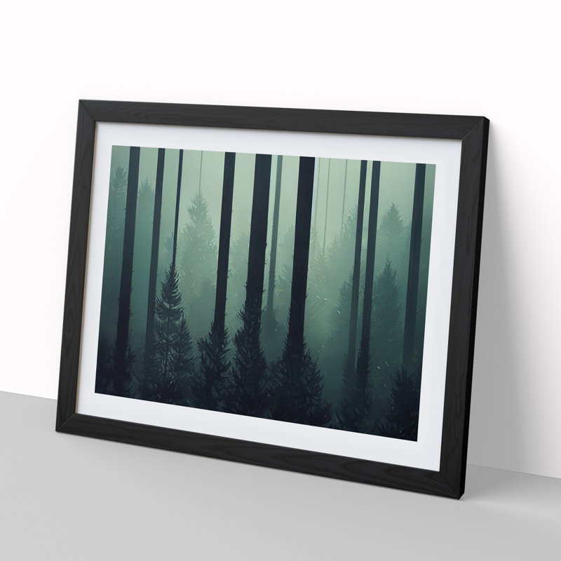Traditional Pine Tree Forest - Single Picture Frame Print, 25cm H x 34cm W x 2cm D, Black Framed