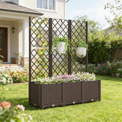 Boîte à fleurs d'extérieur, lit de jardin surélevé pratique à arrosage automatique