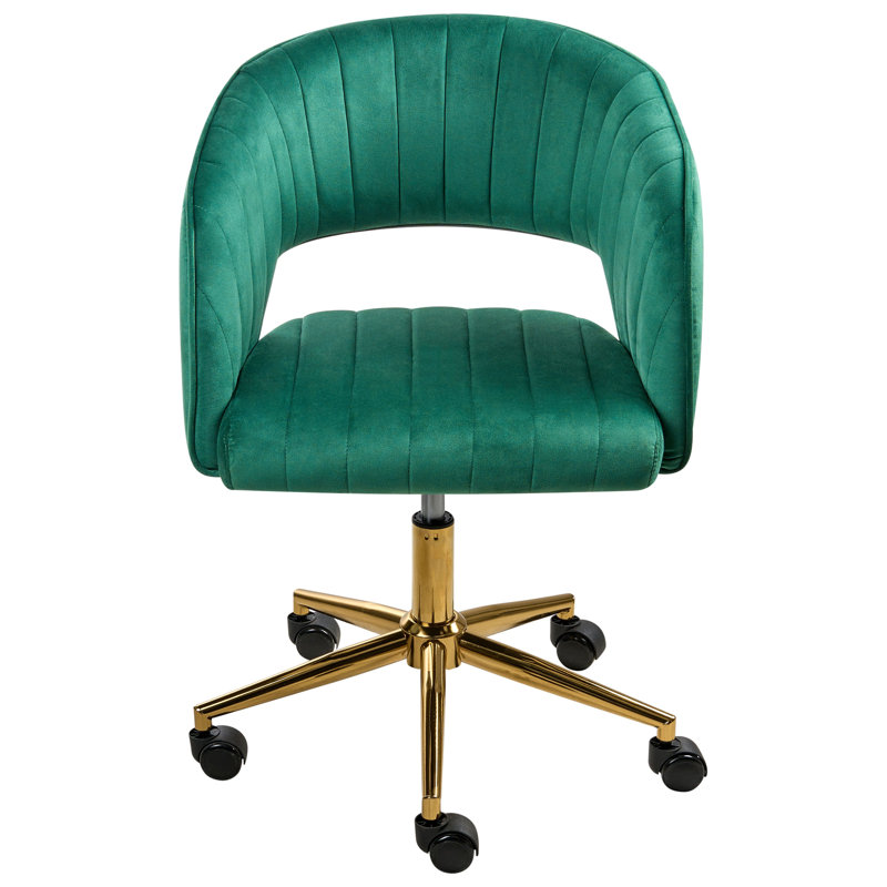 Office Chair, Gold, Velvet, Green