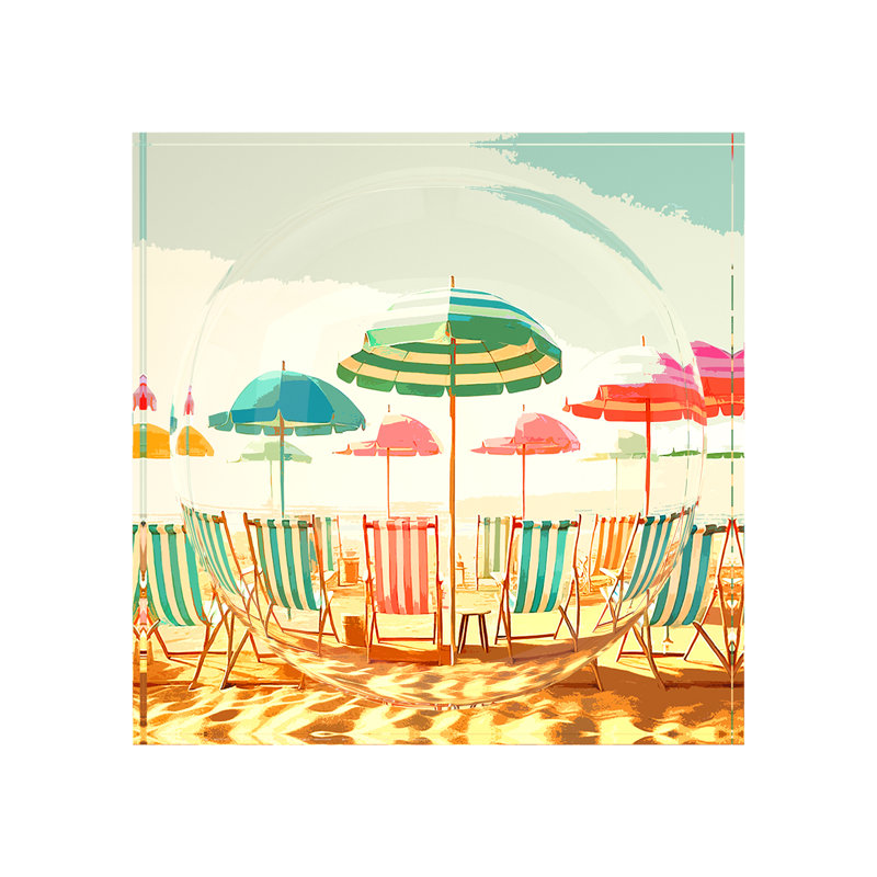 Beach Umbrella Pastels Acrylic Decorative Tray, 6"W x 6"D x 2"H