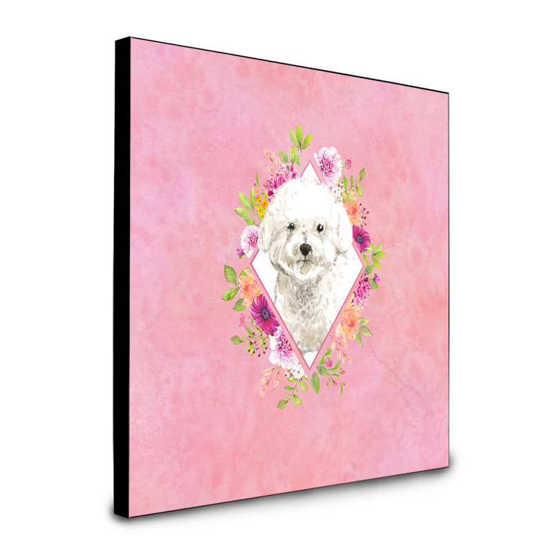 Panneau mural Dollman Flowers, Rose, Beige bichon frisé