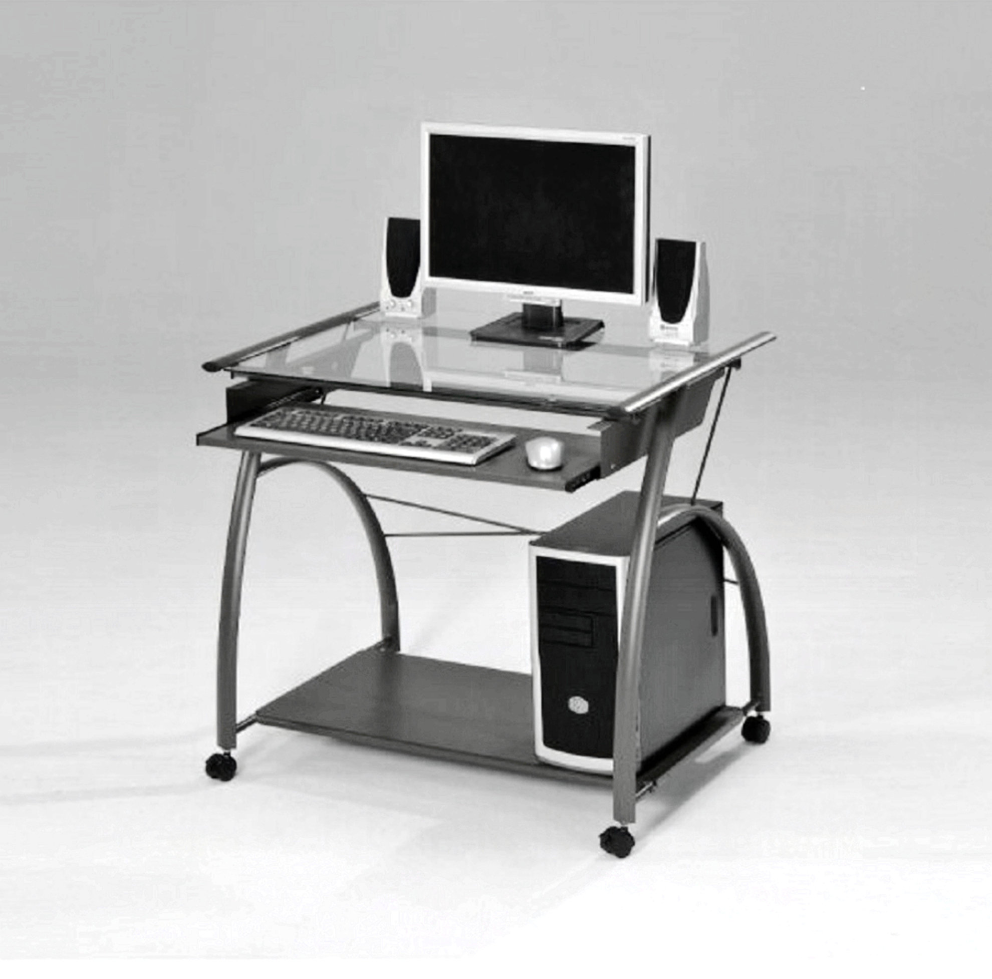 Orren Ellis Vincent Pewter Finish Computer Desk | Wayfair