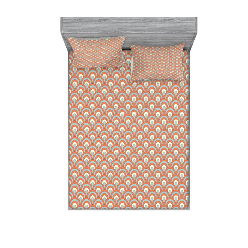 Microfiber Abstract Sheet Set, Full/Double Sheet Set with Fitted Sheet