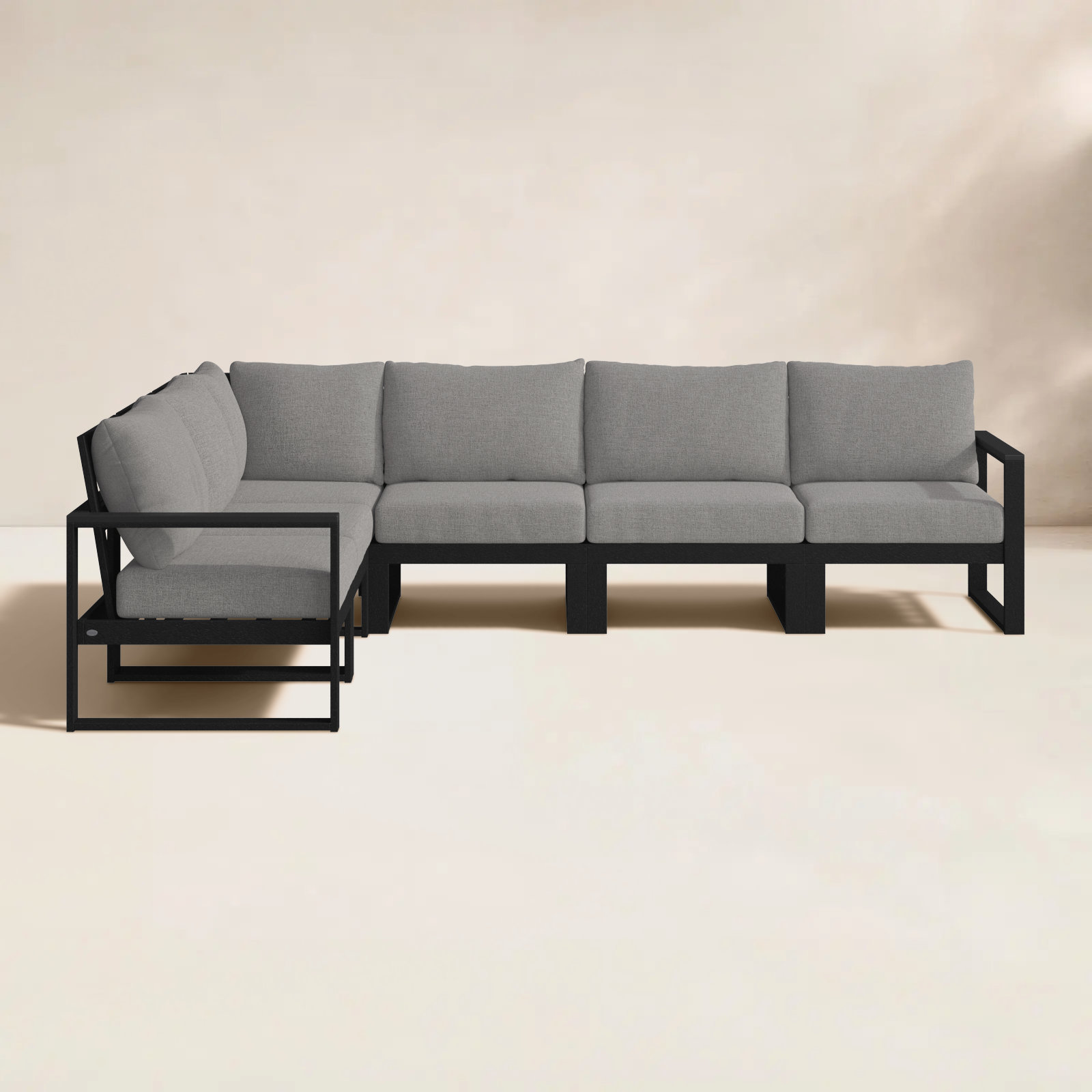 POLYWOOD® Edge 111" Patio Sectional, Grey Revolution®, Black