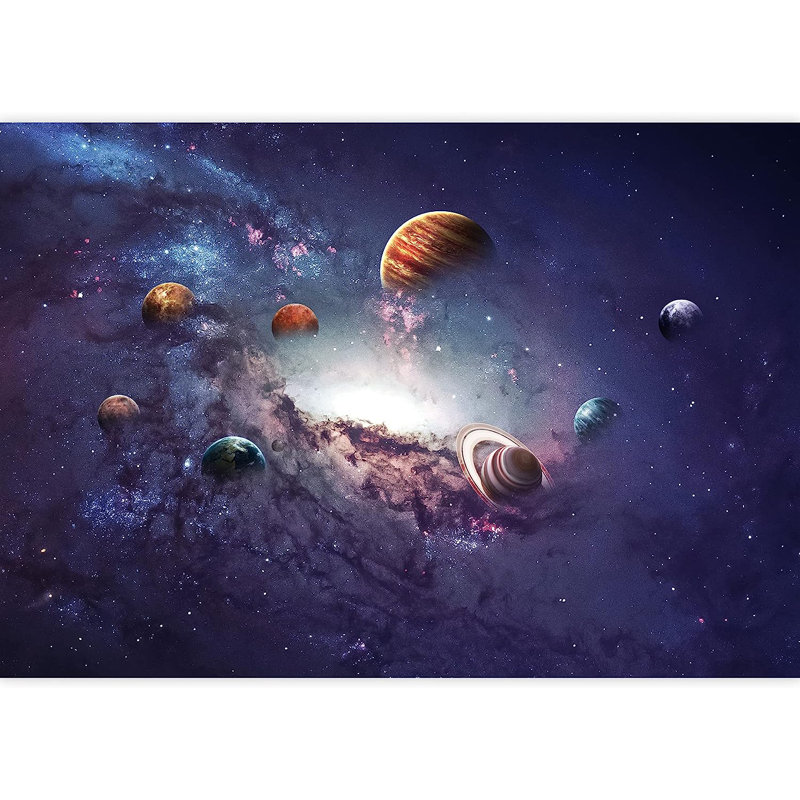 Murale à peindre système planète galaxie dans l'espace, L 100 po x l 144 po
