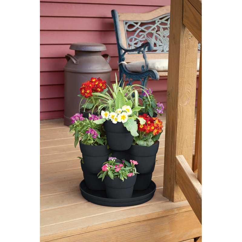 Pot à fleurs en plastique Manac, Gris anthracite