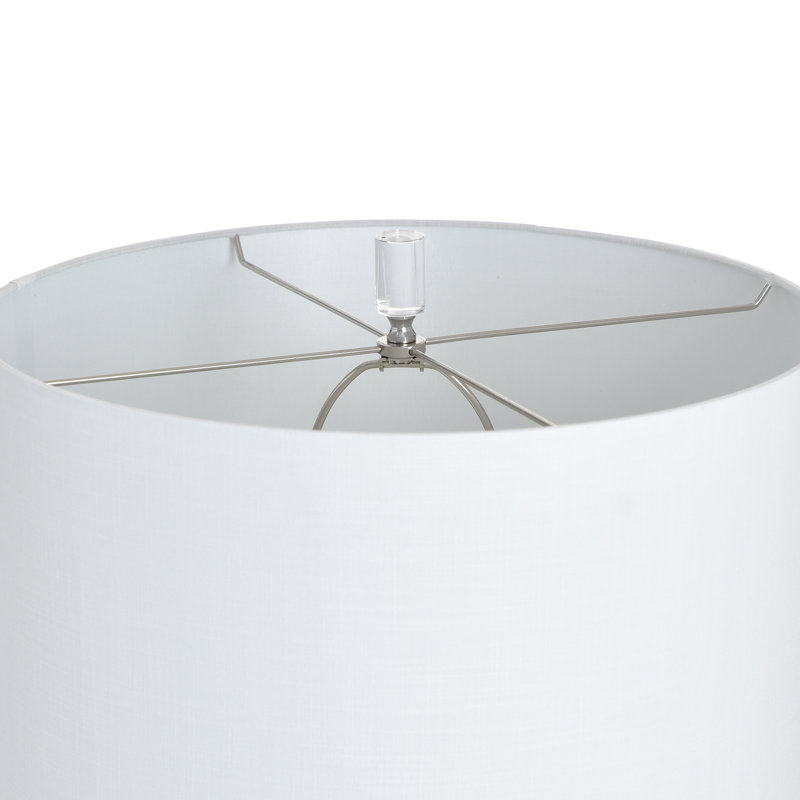 Lampe de table en verre - Bilzen - abat-jour blanc