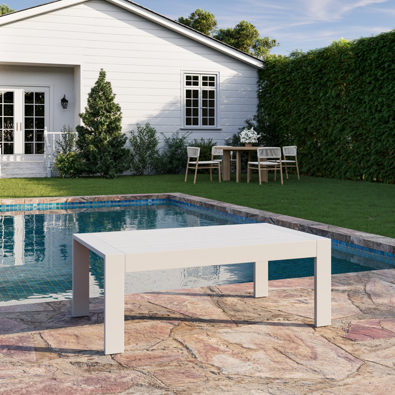 Table basse d'extérieur en aluminium, Blanc