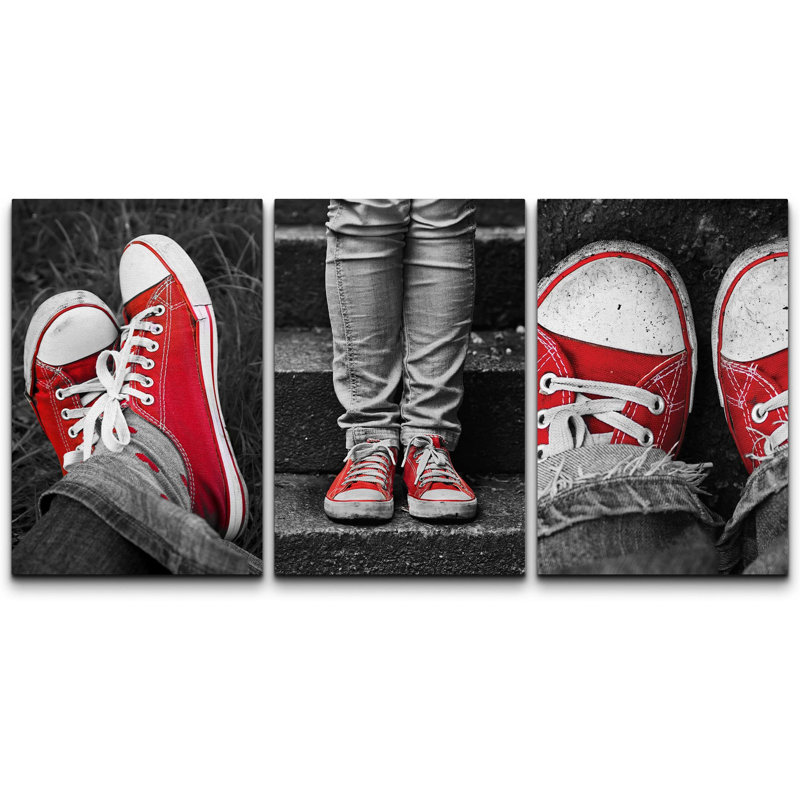 Chaussures murales rouges décoratives modernes grises, Toile tendue, H 24 po x l 48 po