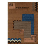 Art Deco Hand Knotted Wool Geometric Area Rug