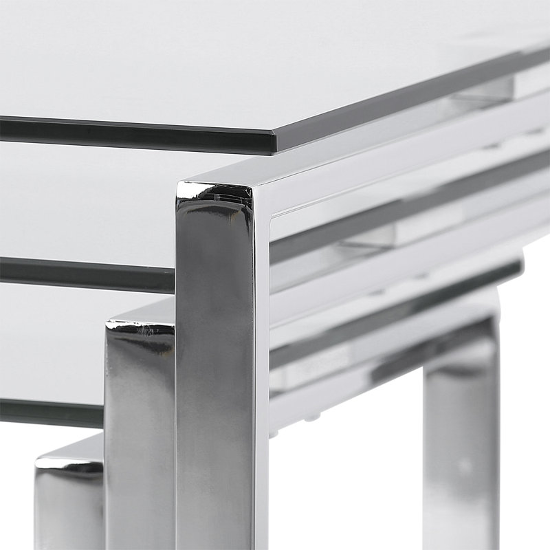 Adcock Glass Top Sled Nesting Tables