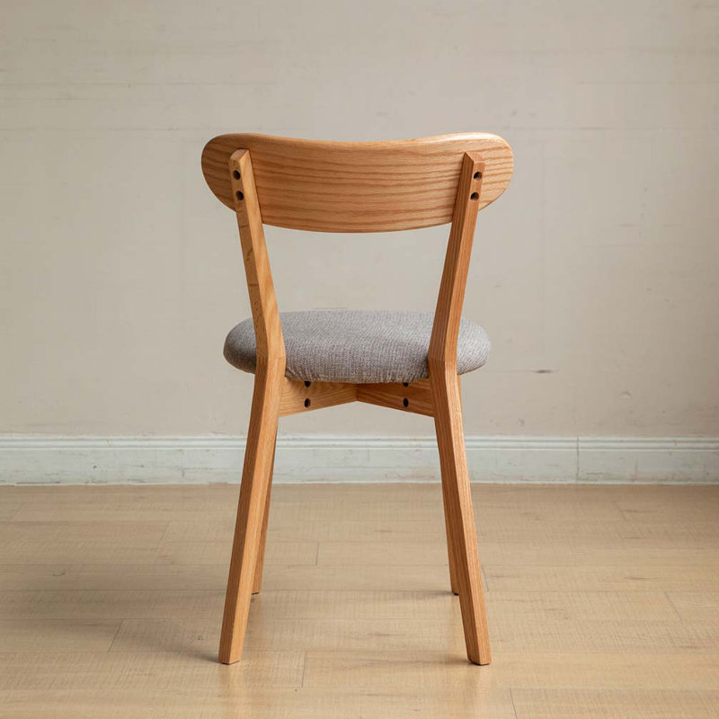 Chaises de salle à manger en bois avec siège rembourré, Gris, Chêne