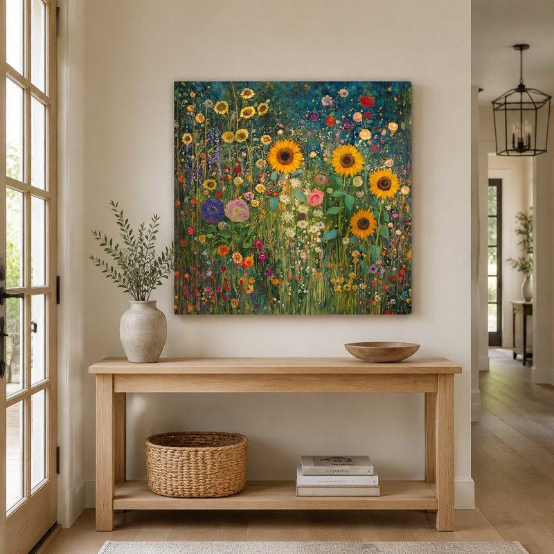 Art mural sur toile Sunlit Garden Field, H 30 po x l 30 po x P 1,5 po