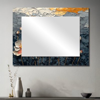 Danse des coquelicots sur pierre I - décoration murale miroir floral - imprimé sur métal