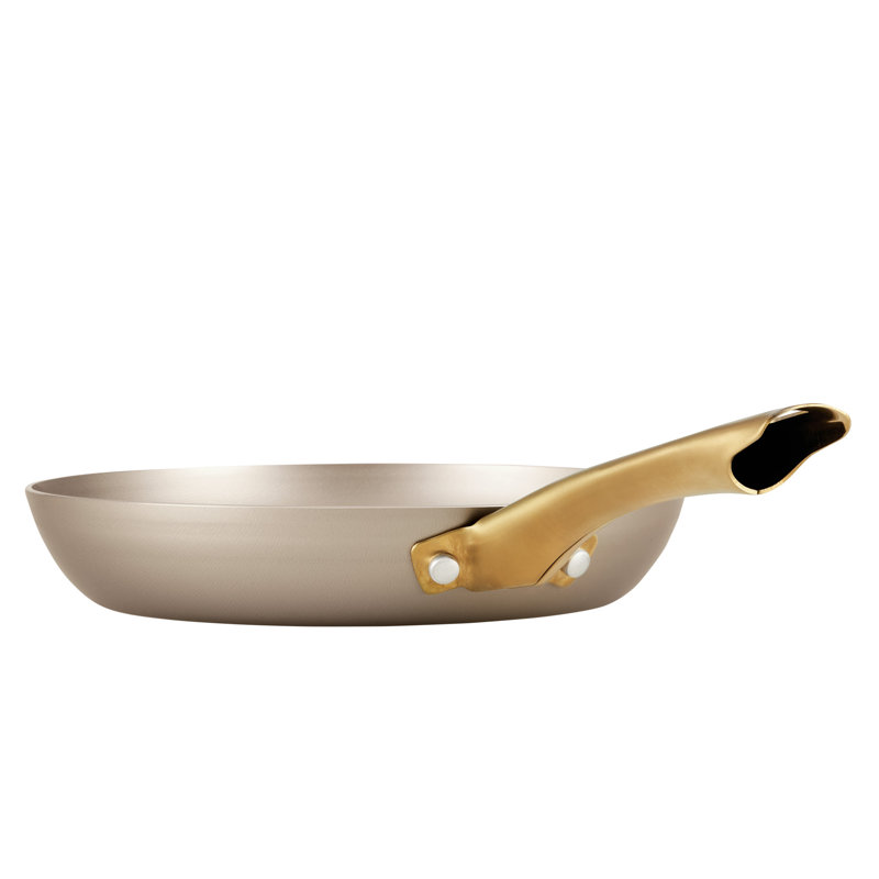 Champagne Nonstick Aluminum Cookware Set with Gold Handles, 12 Piece