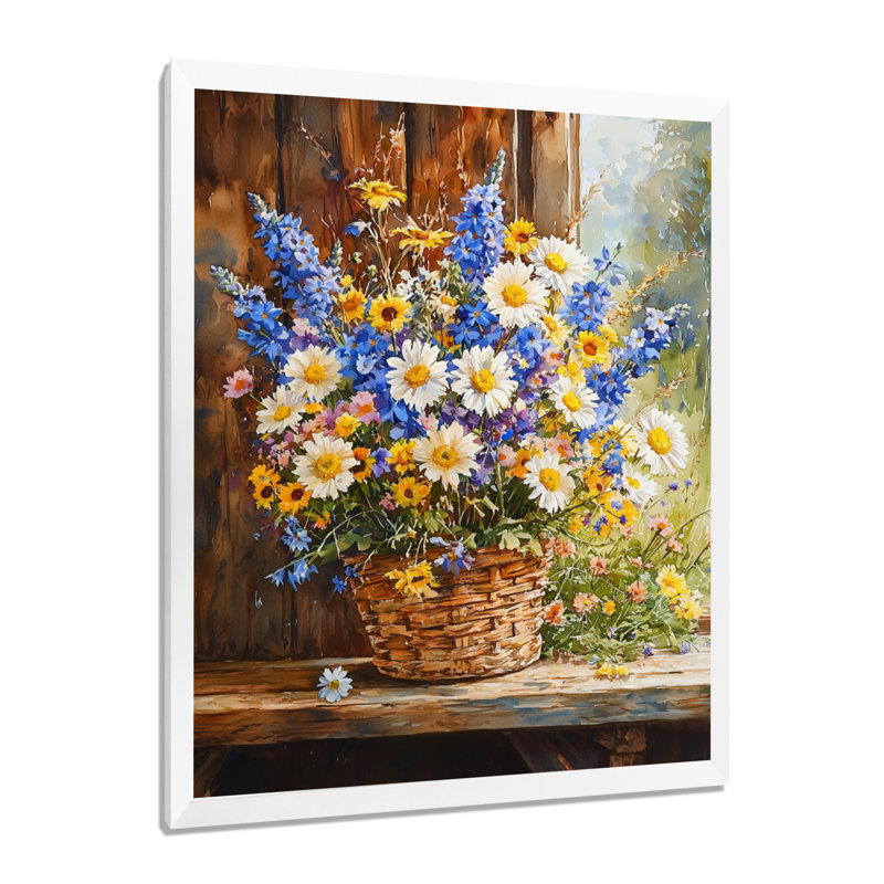 Joyce - Floral Wall Art, H 44 po x l 34 po, Reproduction encadrée sans passe-partout, Blanc