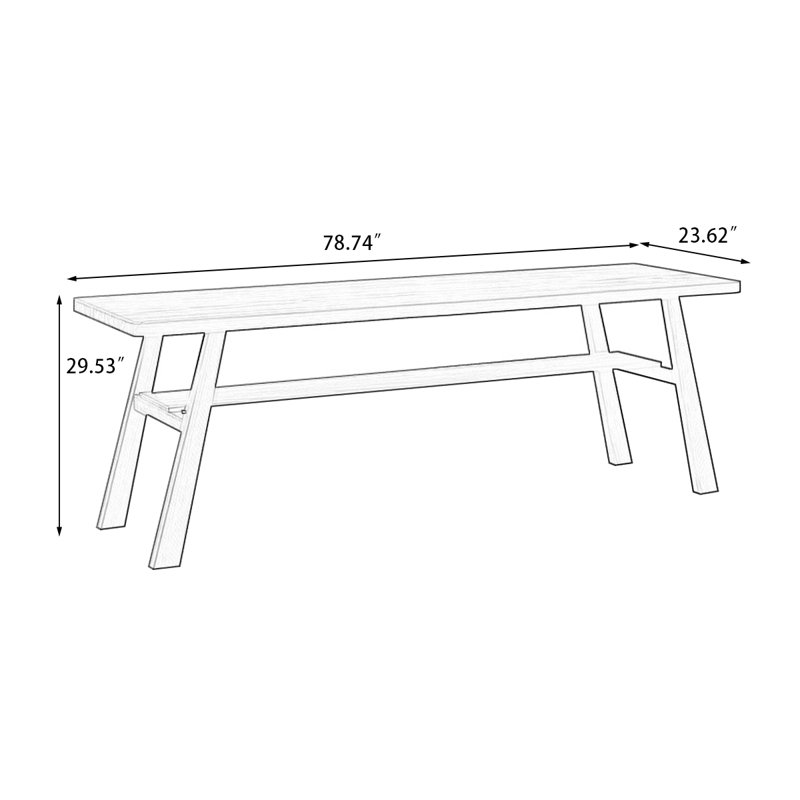 Bureau rectangulaire en bois massif noyer clair, H 29,53 po x l 78,74 po x P 23,62 po