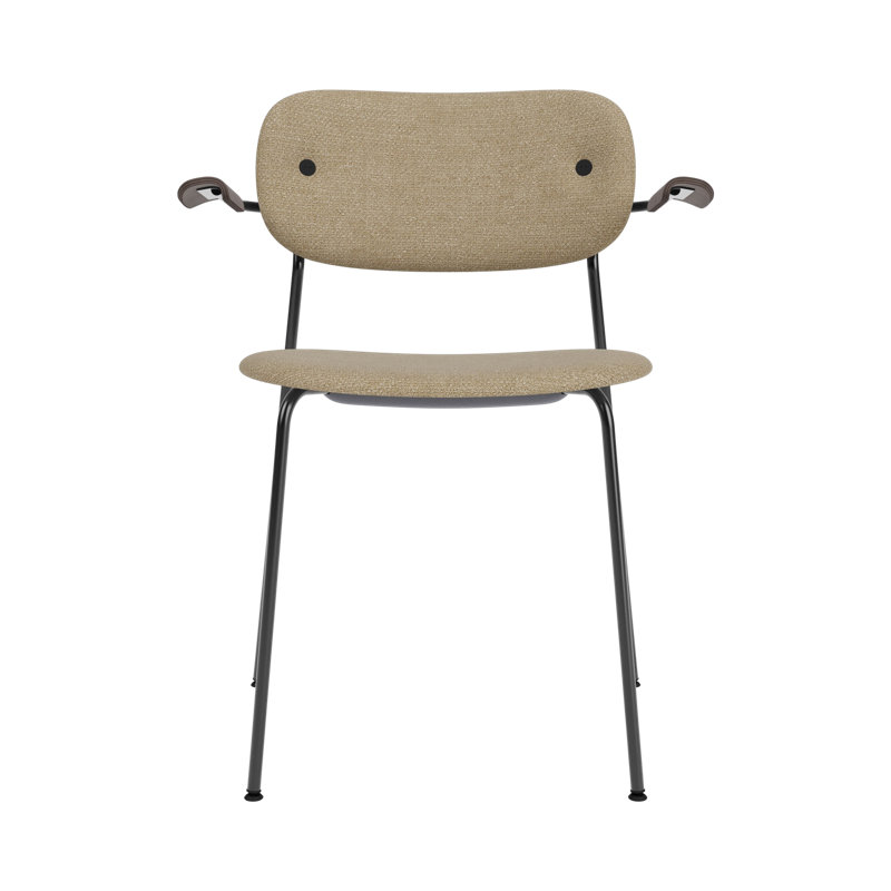 Co Upholstered Arm Chair, Dark Stained Oak, Bouclé 02 Acrylic, Black