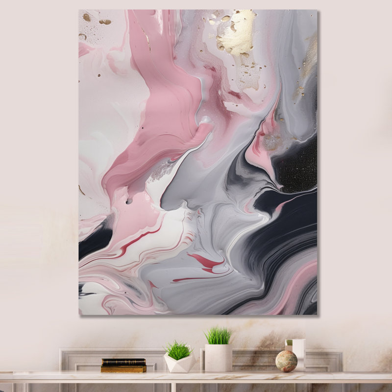 Solid Marble Paint Artwork II - Abstract Marble Wall Art, 44" H x 34" W x 1.5" D, Wrapped Canvas