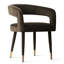 Chaises de salle à manger rembourrées en velours, fauteuils à dossier demi-tonneau moderne avec pieds en métal recouverts de tissu et embouts dorés-264570824