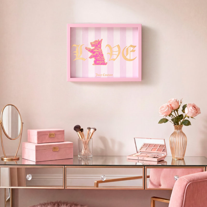 Tableau en boîte d'ombre Juicy Couture, 12 po x 16 po, Scottie Love - rose